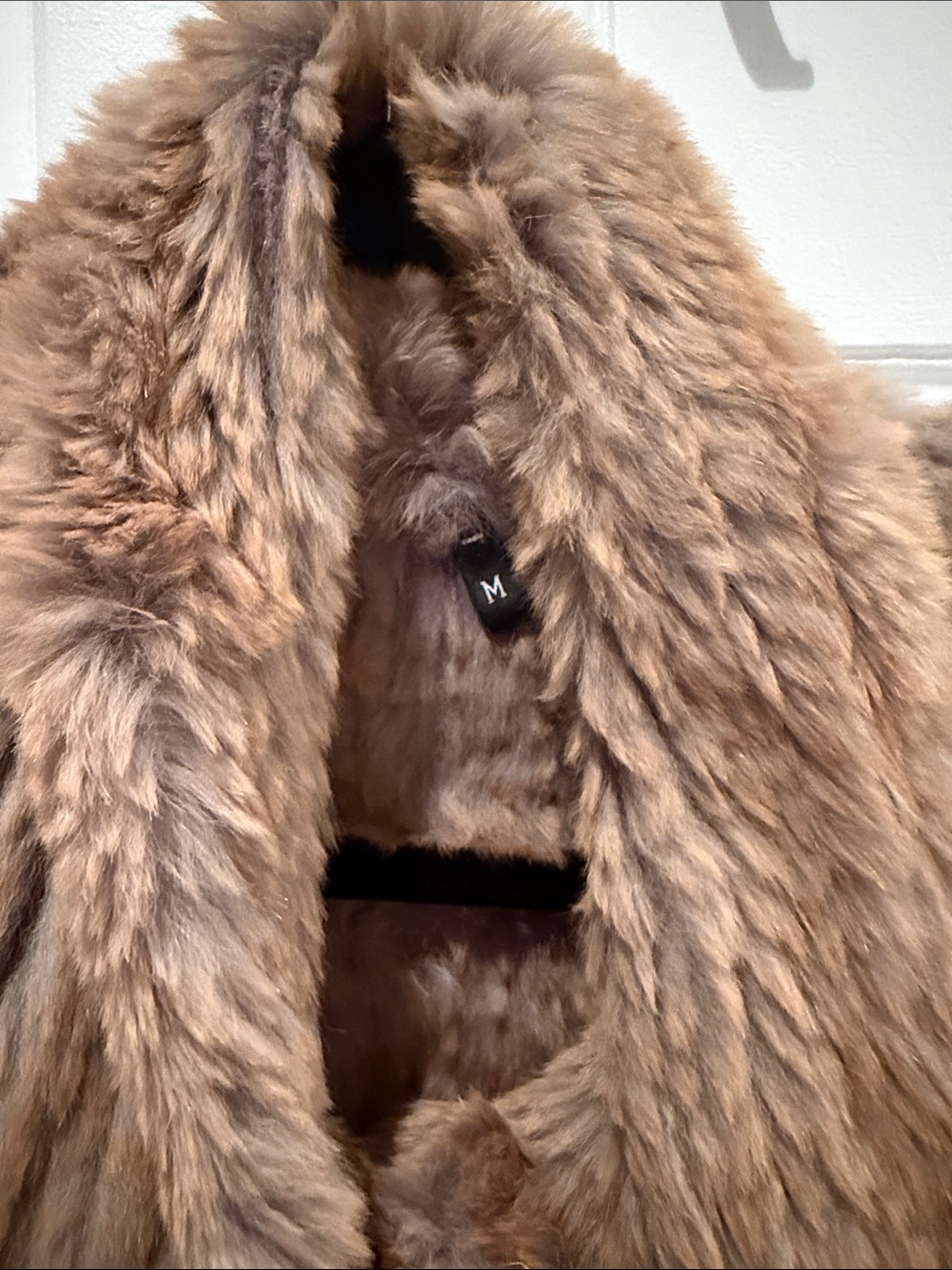 Sheared Rabbit Poncho with pockets. - Picture 3 of 6